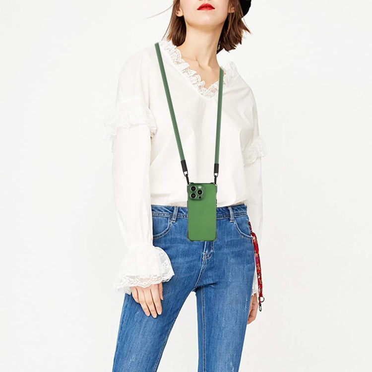 For iPhone 16 Pro Max Four-corner Shockproof TPU Phone Case with Lanyard(Green) by buy2fix