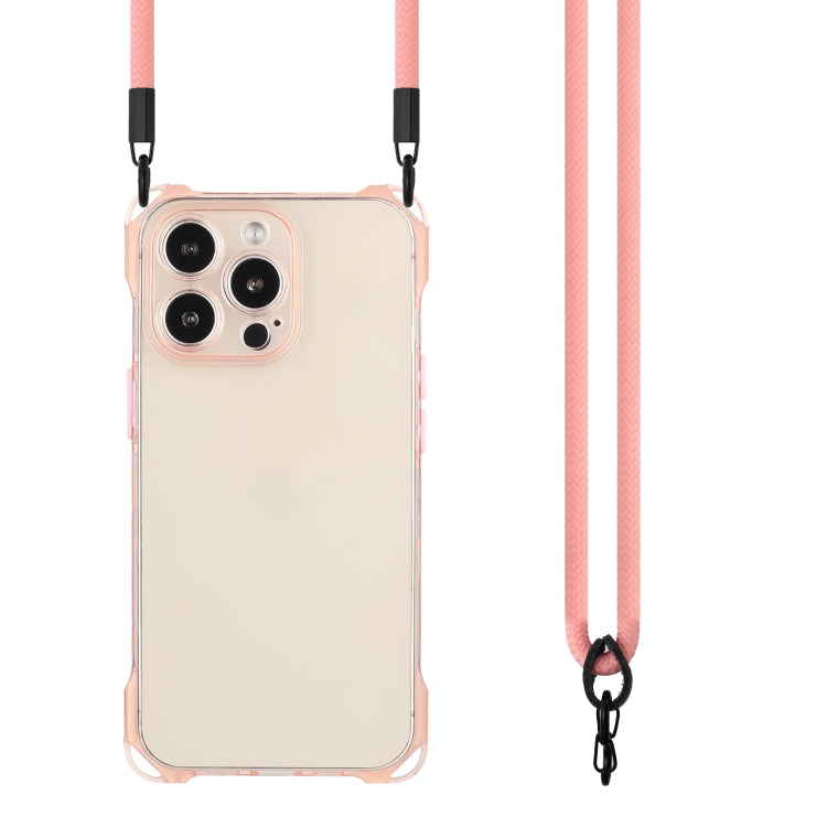 For iPhone 16 Pro Max Four-corner Shockproof TPU Phone Case with Lanyard(Pink) by buy2fix