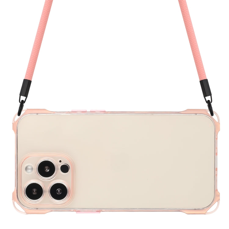 For iPhone 16 Pro Max Four-corner Shockproof TPU Phone Case with Lanyard(Pink) by buy2fix