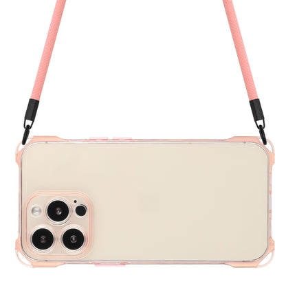 For iPhone 16 Pro Max Four-corner Shockproof TPU Phone Case with Lanyard(Pink) by buy2fix