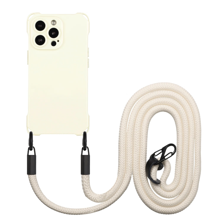 For iPhone 16 Pro Max Four-corner Shockproof TPU Phone Case with Lanyard(White) by buy2fix
