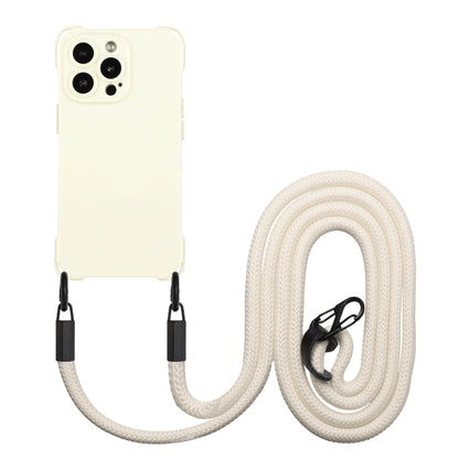 For iPhone 16 Pro Max Four-corner Shockproof TPU Phone Case with Lanyard(White) by buy2fix