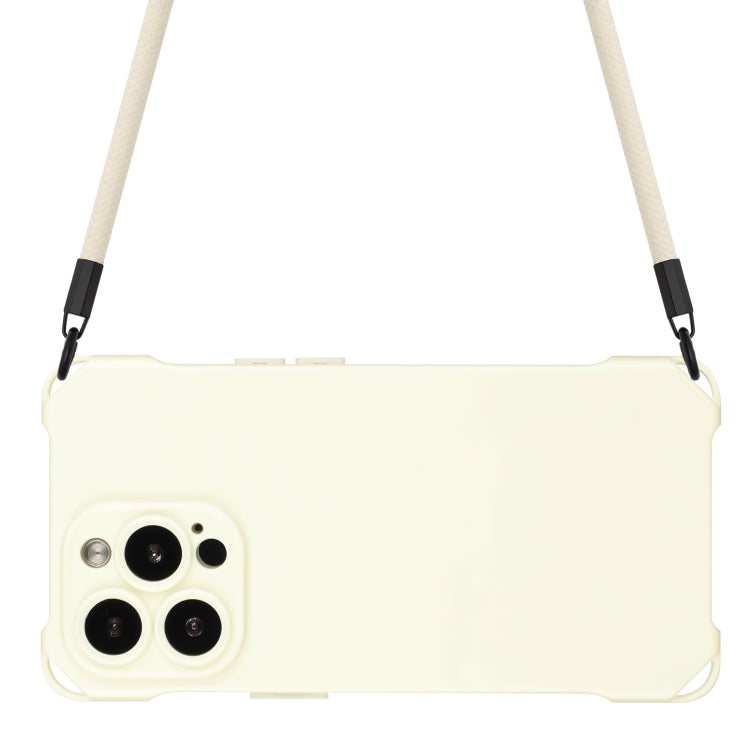 For iPhone 16 Pro Max Four-corner Shockproof TPU Phone Case with Lanyard(White) by buy2fix