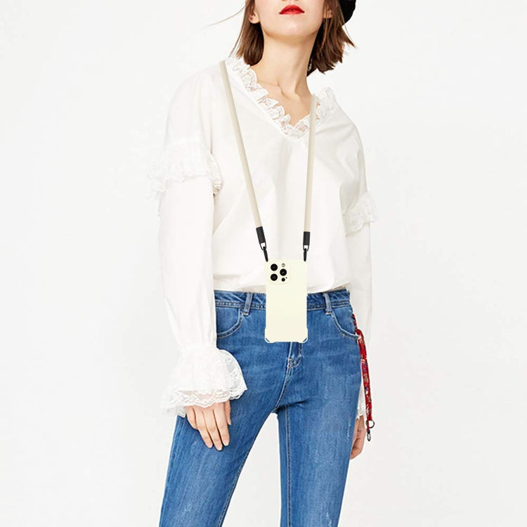 For iPhone 16 Pro Max Four-corner Shockproof TPU Phone Case with Lanyard(White) by buy2fix