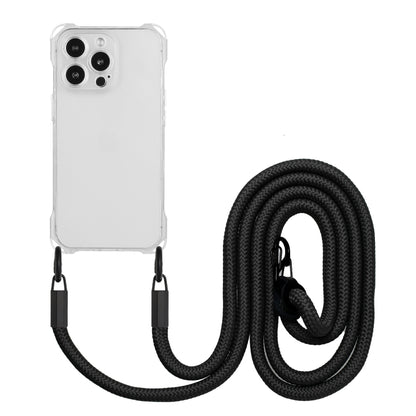 For iPhone 16 Pro Four-corner Shockproof TPU Phone Case with Lanyard(Transparent) by buy2fix