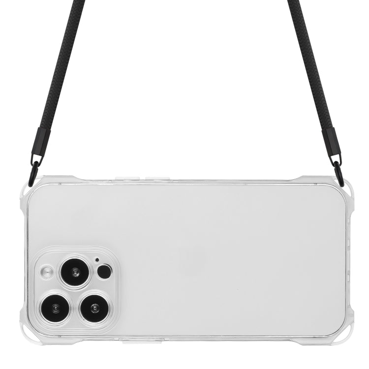 For iPhone 16 Pro Four-corner Shockproof TPU Phone Case with Lanyard(Transparent) by buy2fix