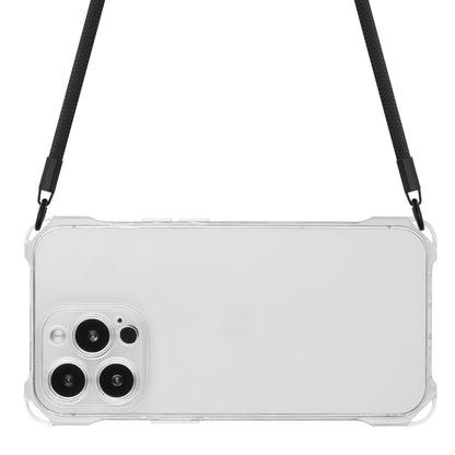 For iPhone 16 Pro Four-corner Shockproof TPU Phone Case with Lanyard(Transparent) by buy2fix