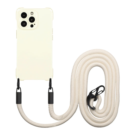 For iPhone 16 Pro Four-corner Shockproof TPU Phone Case with Lanyard(White) by buy2fix