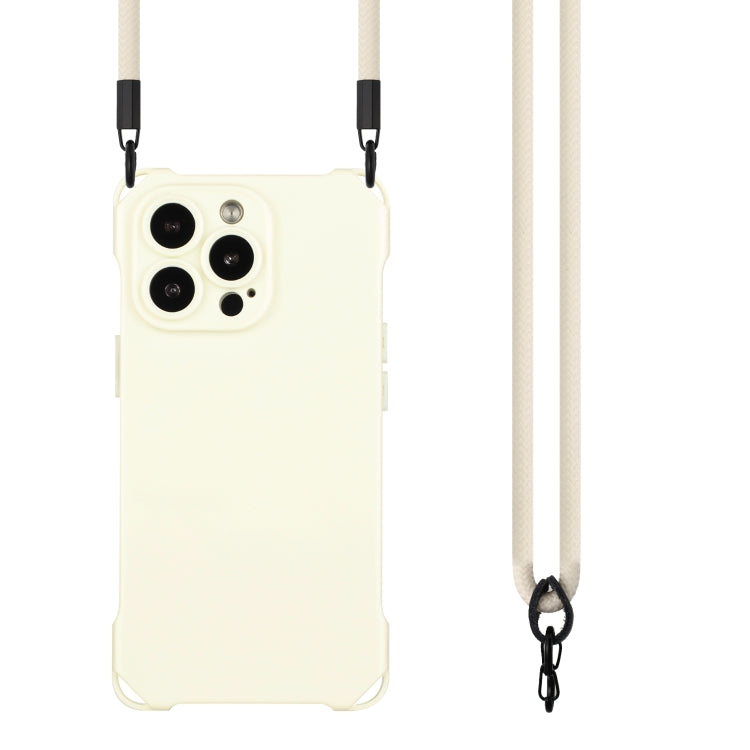 For iPhone 16 Pro Four-corner Shockproof TPU Phone Case with Lanyard(White) by buy2fix