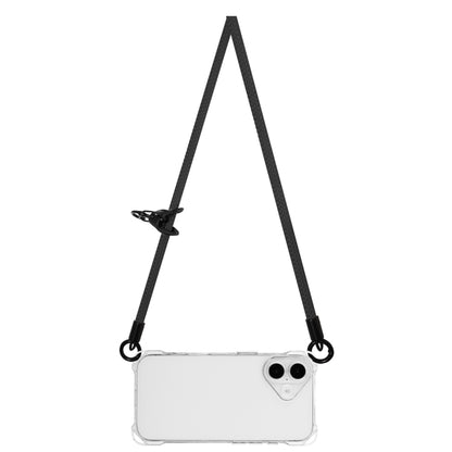 For iPhone 16 Four-corner Shockproof TPU Phone Case with Lanyard(Transparent) by buy2fix