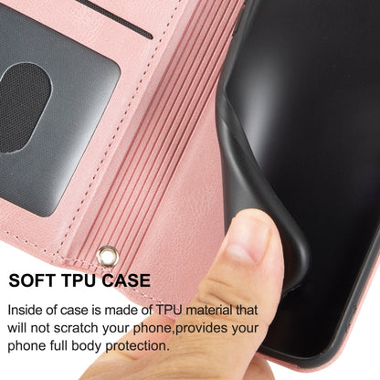 For iPhone 16 Pro Max Embossed Stripes Skin Feel Leather Phone Case(Pink) by buy2fix