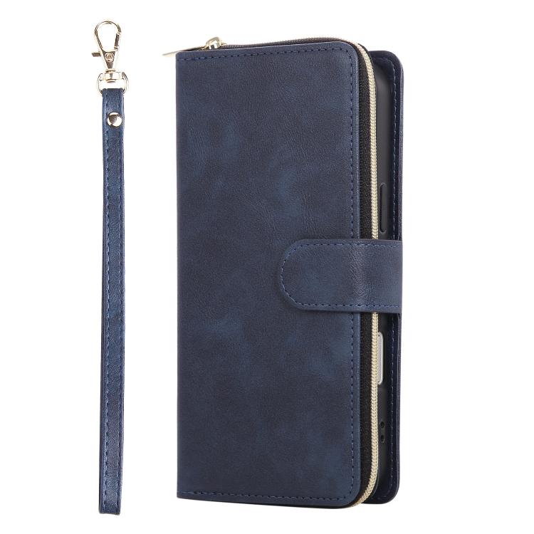 For iPhone Air 9 Card Slots Zipper Wallet Bag Leather Phone Case(Blue) - iPhone Air Cases by buy2fix | Online Shopping UK | buy2fix