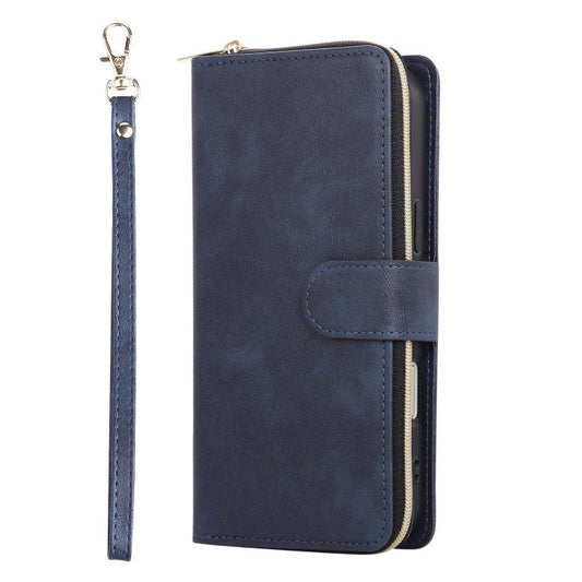 For iPhone Air 9 Card Slots Zipper Wallet Bag Leather Phone Case(Blue) - iPhone Air Cases by buy2fix | Online Shopping UK | buy2fix