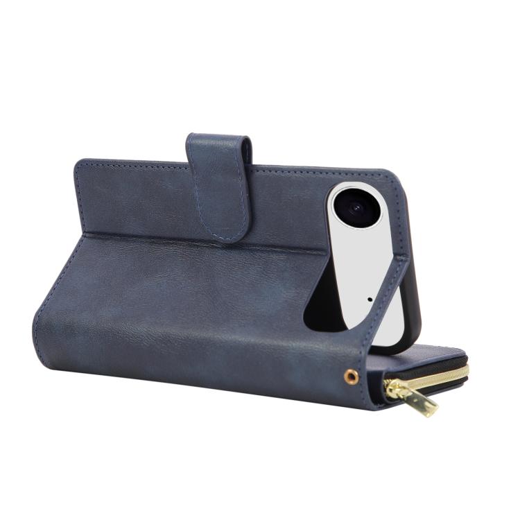 For iPhone Air 9 Card Slots Zipper Wallet Bag Leather Phone Case(Blue) - iPhone Air Cases by buy2fix | Online Shopping UK | buy2fix