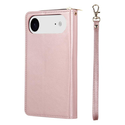 For iPhone Air 9 Card Slots Zipper Wallet Bag Leather Phone Case(Rose Gold) - iPhone Air Cases by buy2fix | Online Shopping UK | buy2fix