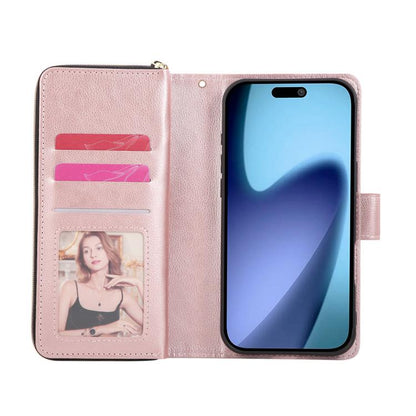 For iPhone Air 9 Card Slots Zipper Wallet Bag Leather Phone Case(Rose Gold) - iPhone Air Cases by buy2fix | Online Shopping UK | buy2fix