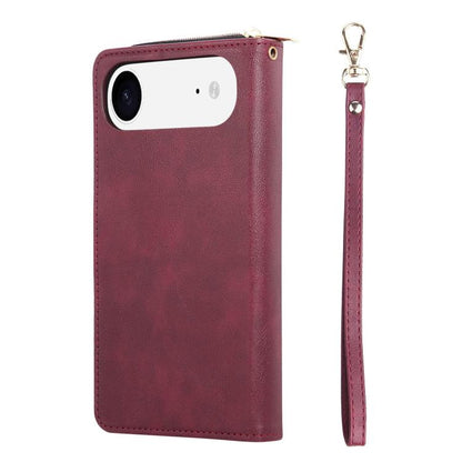 For iPhone Air 9 Card Slots Zipper Wallet Bag Leather Phone Case(Wine Red) - iPhone Air Cases by buy2fix | Online Shopping UK | buy2fix