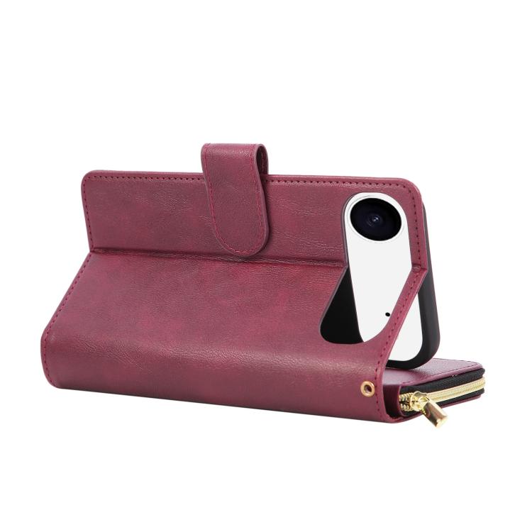 For iPhone Air 9 Card Slots Zipper Wallet Bag Leather Phone Case(Wine Red) - iPhone Air Cases by buy2fix | Online Shopping UK | buy2fix