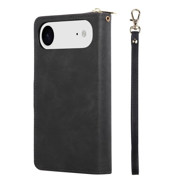 For iPhone Air 9 Card Slots Zipper Wallet Bag Leather Phone Case(Black) - iPhone Air Cases by buy2fix | Online Shopping UK | buy2fix