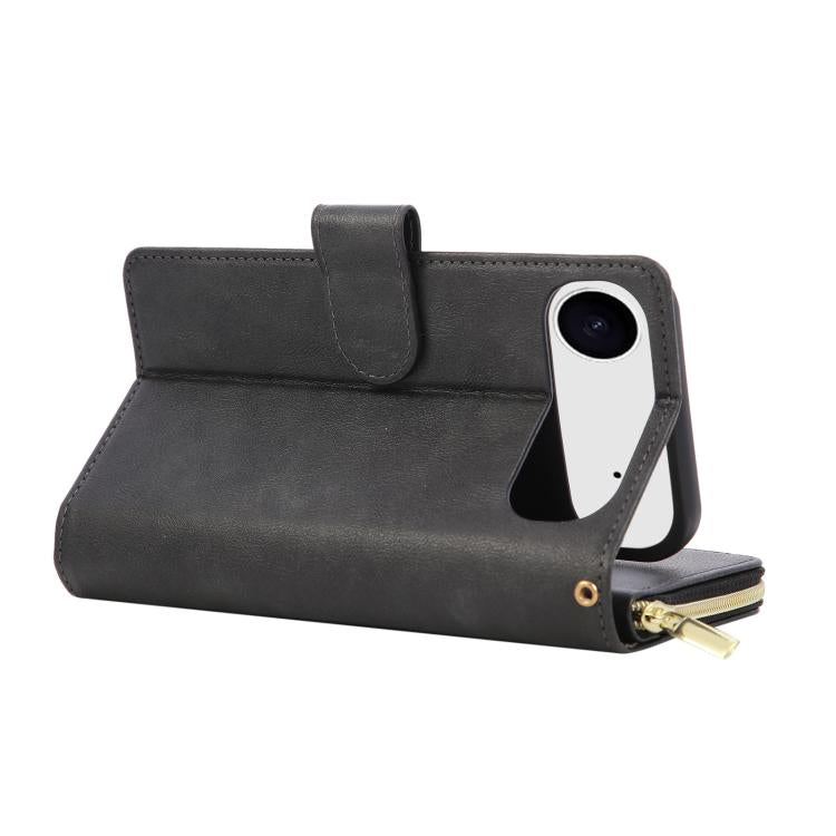 For iPhone Air 9 Card Slots Zipper Wallet Bag Leather Phone Case(Black) - iPhone Air Cases by buy2fix | Online Shopping UK | buy2fix