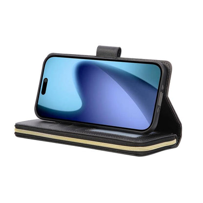 For iPhone Air 9 Card Slots Zipper Wallet Bag Leather Phone Case(Black) - iPhone Air Cases by buy2fix | Online Shopping UK | buy2fix