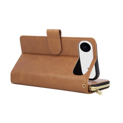 For iPhone Air 9 Card Slots Zipper Wallet Bag Leather Phone Case(Brown) - iPhone Air Cases by buy2fix | Online Shopping UK | buy2fix