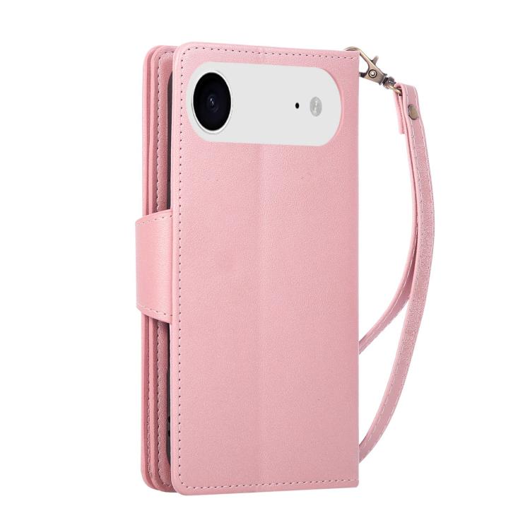 For iPhone Air Rivet Buckle 9 Cards Three Fold Leather Phone Case(Rose Gold) - iPhone Air Cases by buy2fix | Online Shopping UK | buy2fix