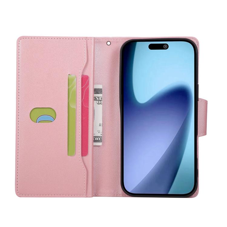 For iPhone Air Rivet Buckle 9 Cards Three Fold Leather Phone Case(Rose Gold) - iPhone Air Cases by buy2fix | Online Shopping UK | buy2fix