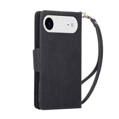 For iPhone Air Rivet Buckle 9 Cards Three Fold Leather Phone Case(Black) - iPhone Air Cases by buy2fix | Online Shopping UK | buy2fix