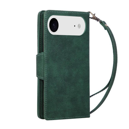 For iPhone Air Rivet Buckle 9 Cards Three Fold Leather Phone Case(Green) - iPhone Air Cases by buy2fix | Online Shopping UK | buy2fix
