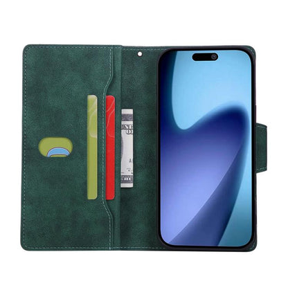 For iPhone Air Rivet Buckle 9 Cards Three Fold Leather Phone Case(Green) - iPhone Air Cases by buy2fix | Online Shopping UK | buy2fix