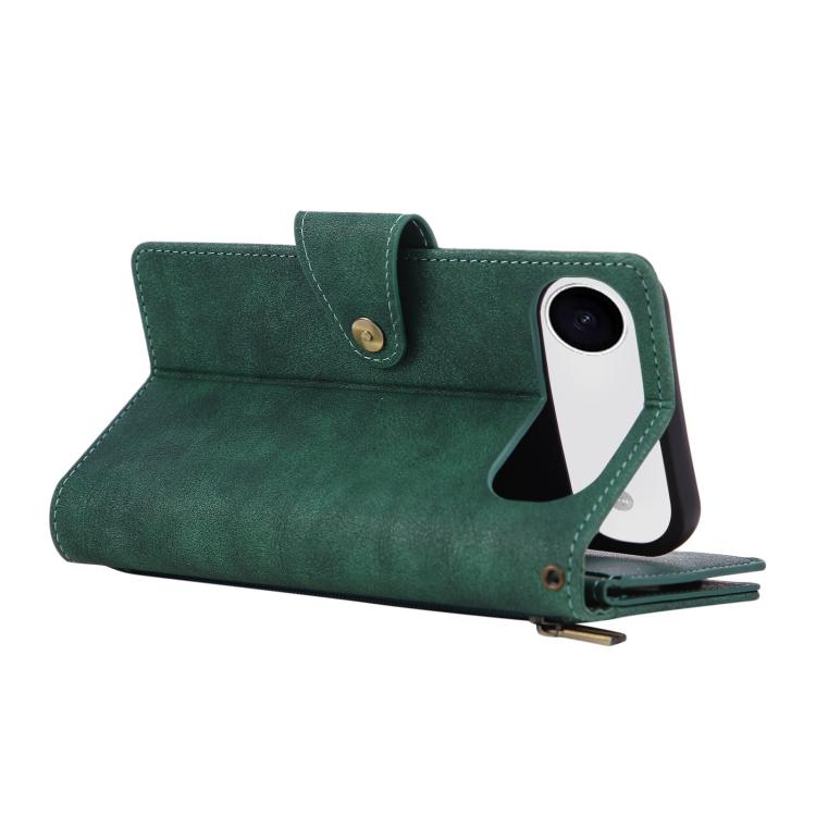 For iPhone Air Rivet Buckle 9 Cards Three Fold Leather Phone Case(Green) - iPhone Air Cases by buy2fix | Online Shopping UK | buy2fix
