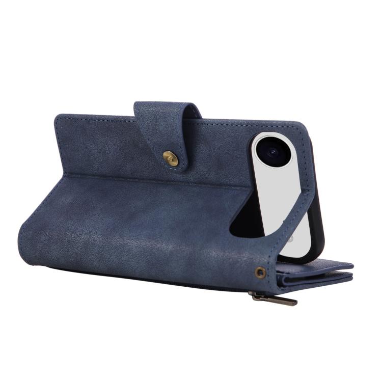 For iPhone Air Rivet Buckle 9 Cards Three Fold Leather Phone Case(Blue) - iPhone Air Cases by buy2fix | Online Shopping UK | buy2fix