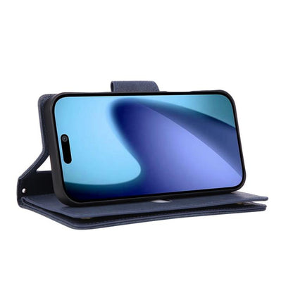 For iPhone Air Rivet Buckle 9 Cards Three Fold Leather Phone Case(Blue) - iPhone Air Cases by buy2fix | Online Shopping UK | buy2fix