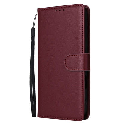 For iPhone 16 Plus 3-Card Slots Multifunctional Leather Phone Case(Wine Red) - iPhone 16 Plus Cases by buy2fix | Online Shopping UK | buy2fix