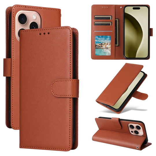 For iPhone 16 Pro 3-Card Slots Multifunctional Leather Phone Case(Brown)