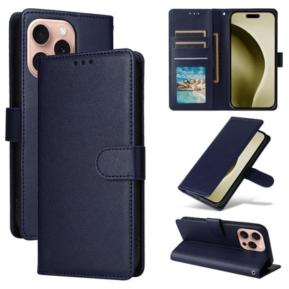 For iPhone 16 Pro 3-Card Slots Multifunctional Leather Phone Case(Blue) - iPhone 16 Pro Cases by buy2fix | Online Shopping UK | buy2fix