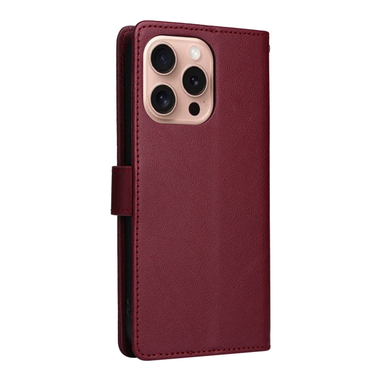 For iPhone 16 Pro 3-Card Slots Multifunctional Leather Phone Case(Wine Red) - iPhone 16 Pro Cases by buy2fix | Online Shopping UK | buy2fix