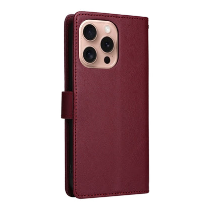For iPhone 16 Pro 3-Card Slots Multifunctional Leather Phone Case(Wine Red) - iPhone 16 Pro Cases by buy2fix | Online Shopping UK | buy2fix