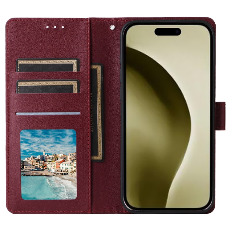 For iPhone 16 Pro 3-Card Slots Multifunctional Leather Phone Case(Wine Red) - iPhone 16 Pro Cases by buy2fix | Online Shopping UK | buy2fix
