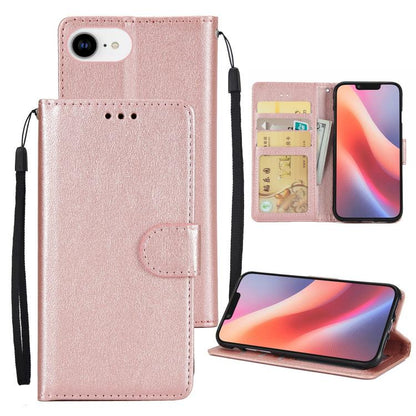 For iPhone 16e Multifunctional Horizontal Flip Leather Phone Case with Three Card Slots(Rose Gold) - iPhone 16e Cases by buy2fix | Online Shopping UK | buy2fix