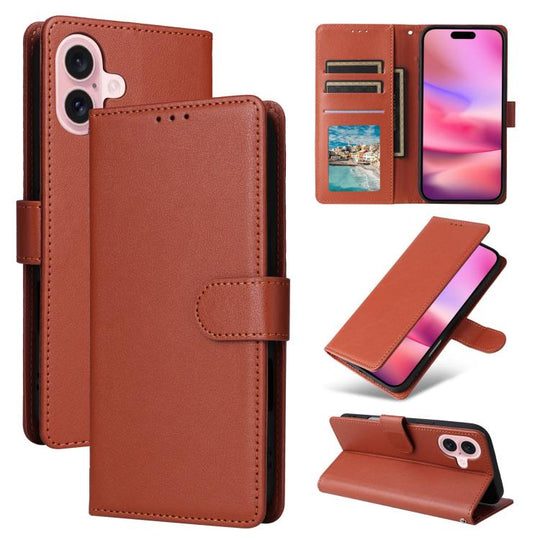 For iPhone 18 / 17 3-Card Slots Multifunctional Leather Phone Case(Brown)