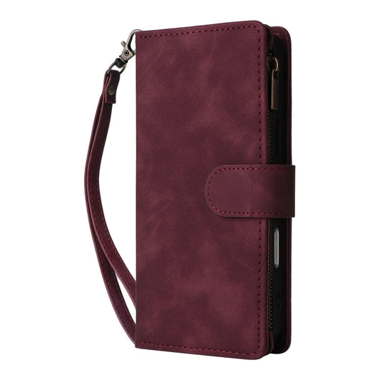 For iPhone 16 Pro Crossbody Multi-card Slot Wallet Zipper Leather Phone Case(Wine Red) by buy2fix
