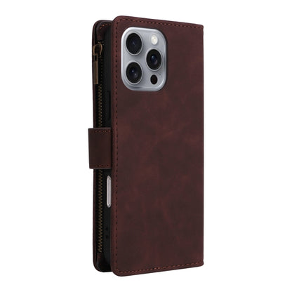 For iPhone 16 Pro Max Crossbody Multi-card Slot Wallet Zipper Leather Phone Case(Coffee) by buy2fix
