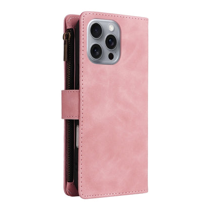 For iPhone 16 Pro Max Crossbody Multi-card Slot Wallet Zipper Leather Phone Case(Pink) by buy2fix