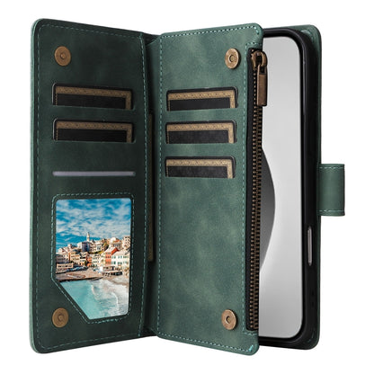 For iPhone 16 Pro Max Crossbody Multi-card Slot Wallet Zipper Leather Phone Case(Green) by buy2fix