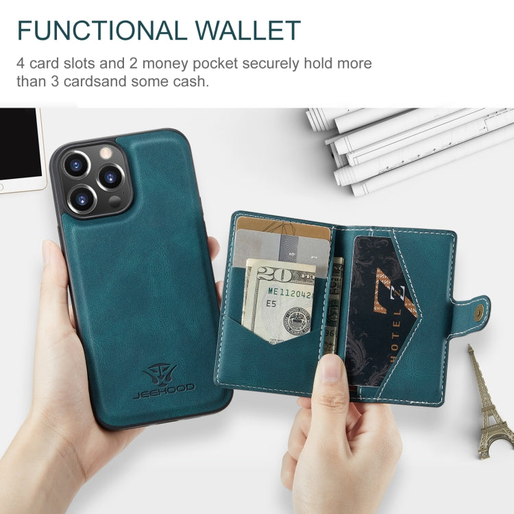 For iPhone 15 Pro JEEHOOD Retro Magnetic Detachable Leather Phone Case(Blue) - iPhone 15 Pro Cases by JEEHOOD | Online Shopping UK | buy2fix
