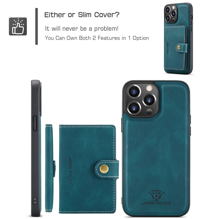 For iPhone 15 Pro JEEHOOD Retro Magnetic Detachable Leather Phone Case(Blue) - iPhone 15 Pro Cases by JEEHOOD | Online Shopping UK | buy2fix