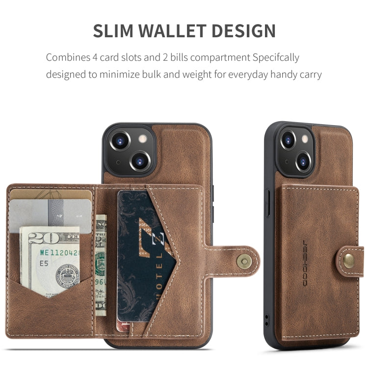 For iPhone 15 Plus JEEHOOD Retro Magnetic Detachable Leather Phone Case(Brown) - iPhone 15 Plus Cases by JEEHOOD | Online Shopping UK | buy2fix