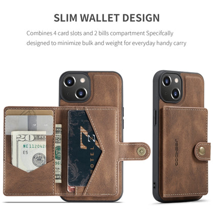For iPhone 15 Plus JEEHOOD Retro Magnetic Detachable Leather Phone Case(Brown) - iPhone 15 Plus Cases by JEEHOOD | Online Shopping UK | buy2fix